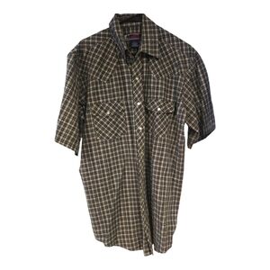 Vintage Williams Bay SS summer men's pearl snap Western work shirt sz LT